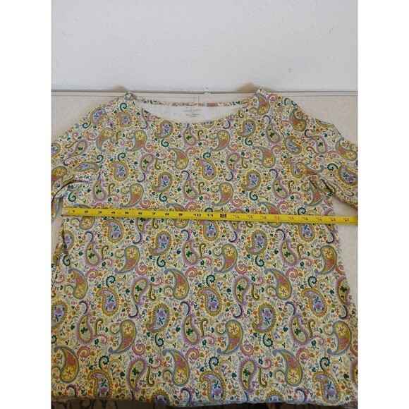 Appleseed's Yellow Green Paisley Print Round Neck 3/4 Sleeve T Shirt Size Large - Picture 9 of 14